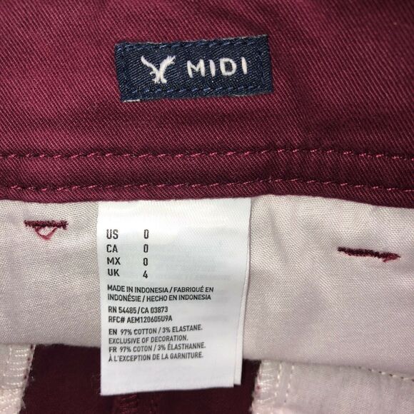 American Eagle Womens Shorts Size 0 Stretch Midi Shorts Low Rise Shorts Maroon - Picture 4 of 5